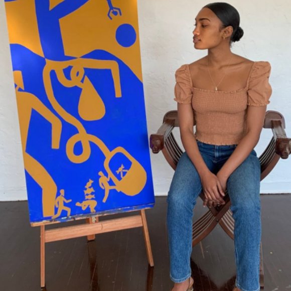 UO Sabrina Smocked Square Neck Top - Picture 4 of 6